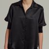 Black Silk Short-Sleeved Shirt