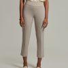 Beige Stretch Suiting Cigarette Trousers