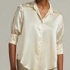 Cream Silk Short-Sleeved Shirt