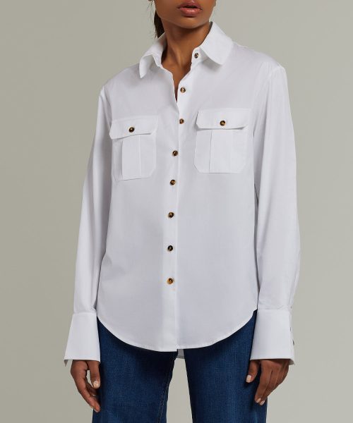White Egyptian Cotton Oversized Long-Sleeved Shirt