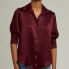 Burgundy Silk Short-Sleeved Shirt