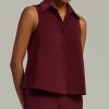 Burgundy Stretch Suiting Sleeveless Top