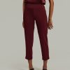Burgundy Stretch Suiting Cigarette Trousers