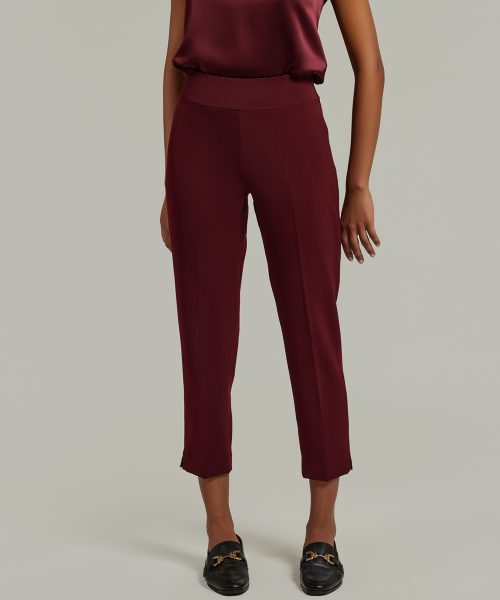 Burgundy Stretch Suiting Cigarette Trousers