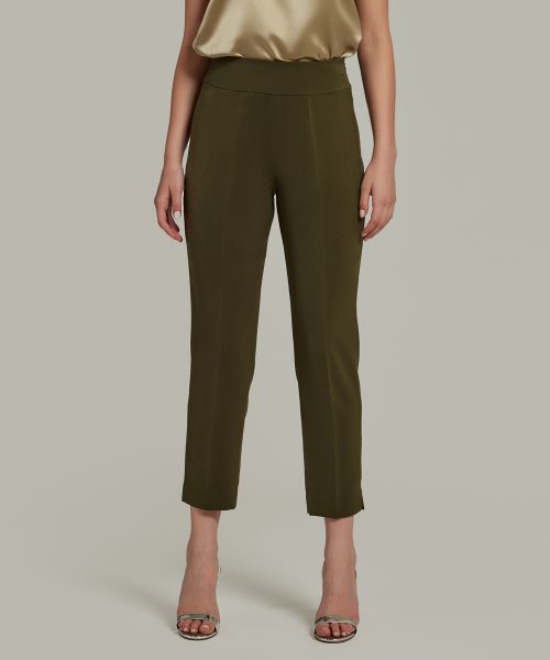 Military Green Stretch Suiting Cigarette Trousers