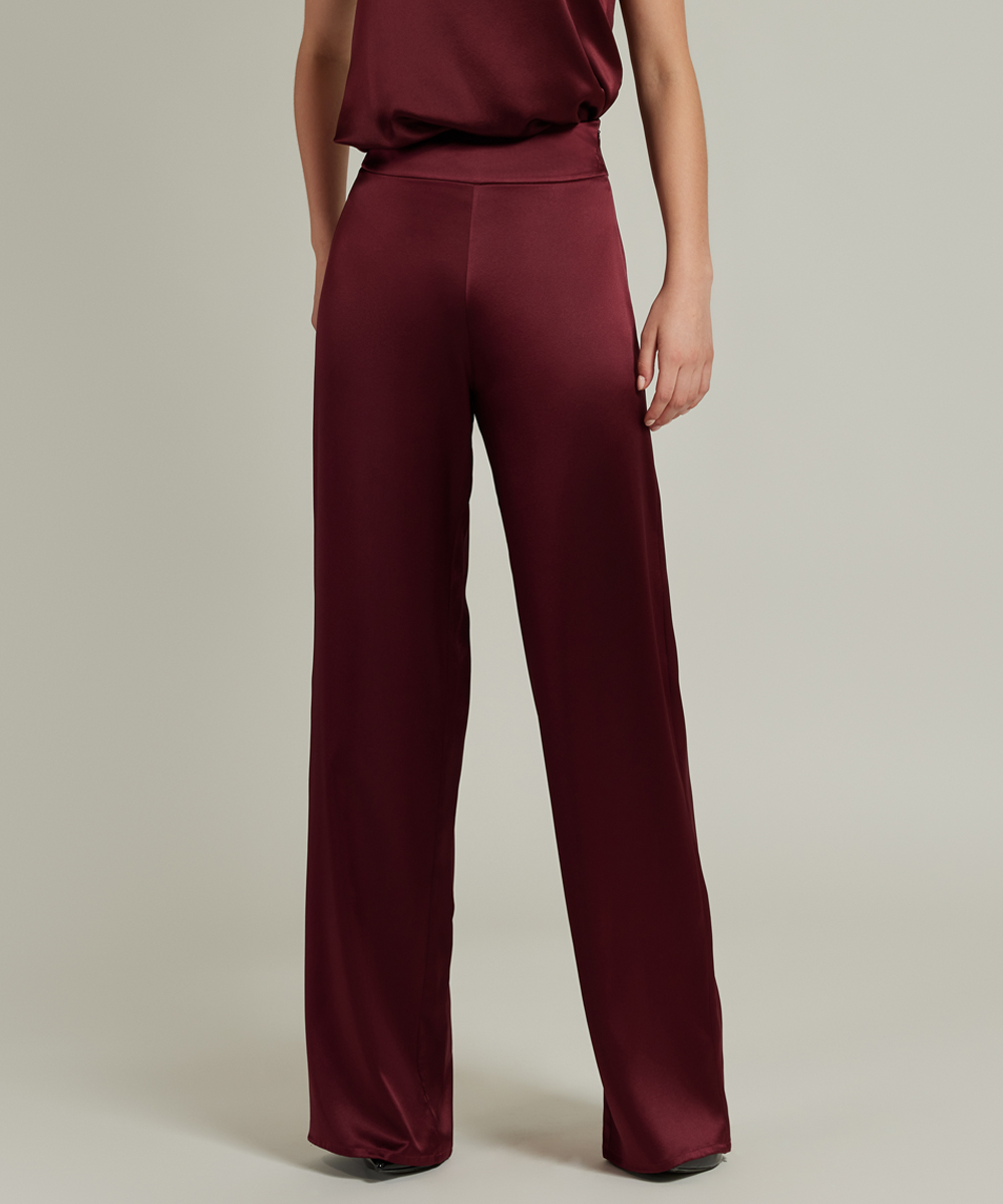 Burgundy Silk Trousers