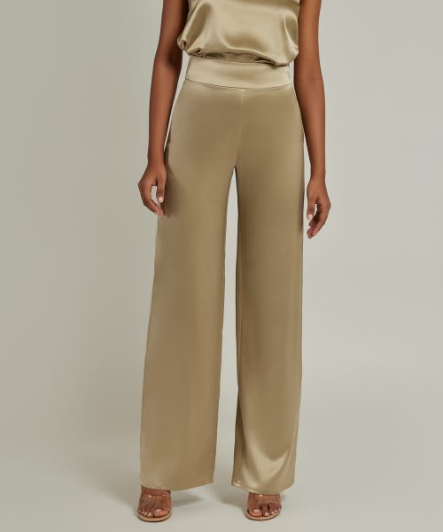Olive Silk Trousers