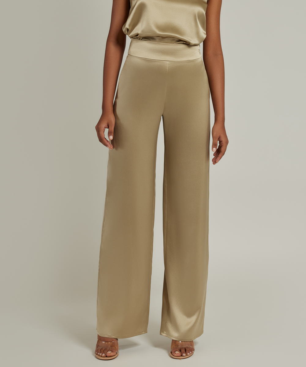 Olive Silk Trousers