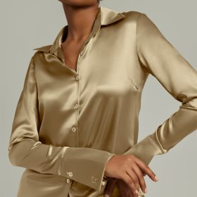 Olive Silk Long-Sleeved Shirt
