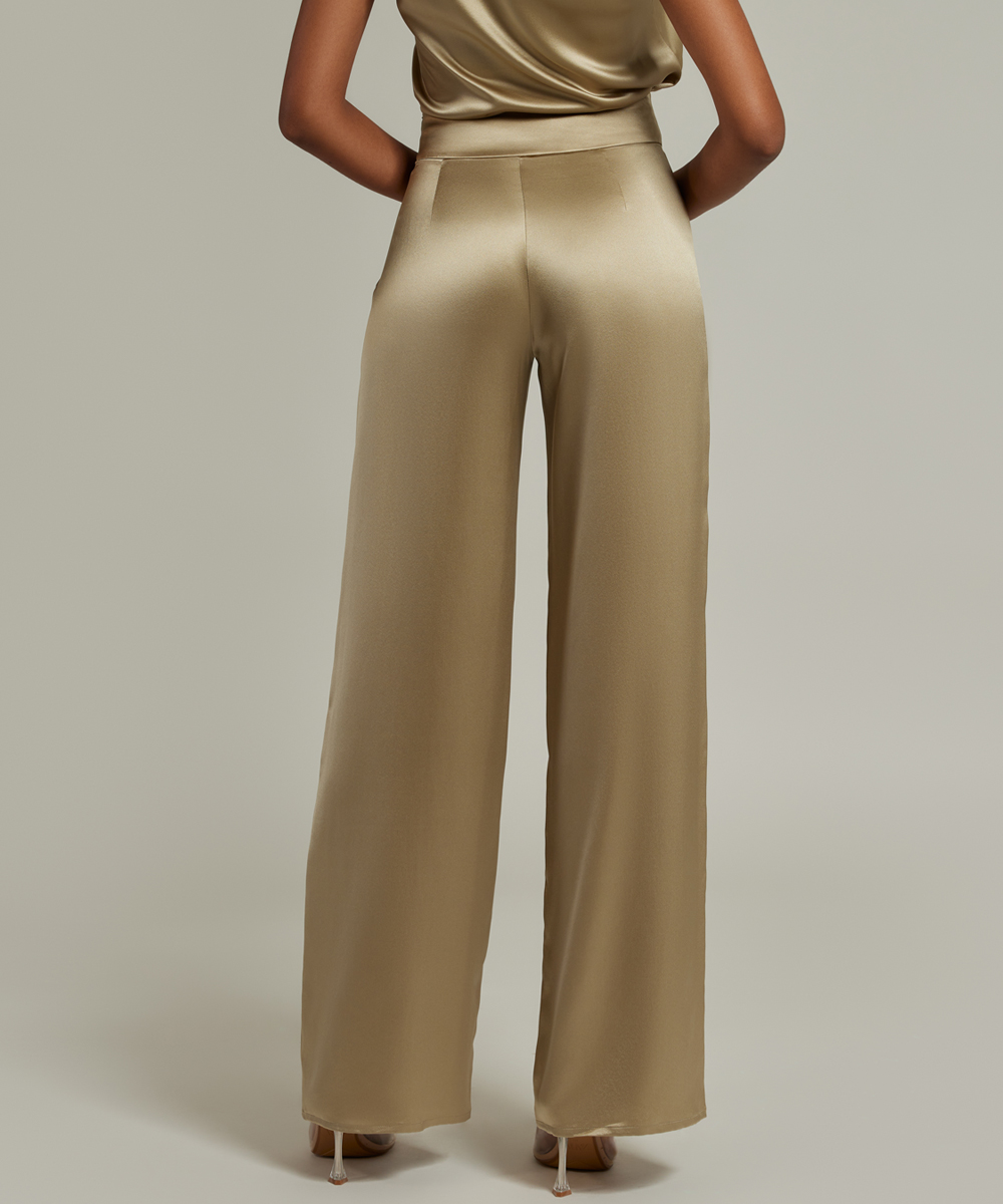Olive Silk Trousers