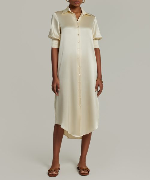 Cream Silk Shirt Dress
