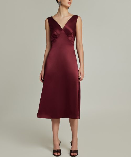 Burgundy Silk Slip Dress