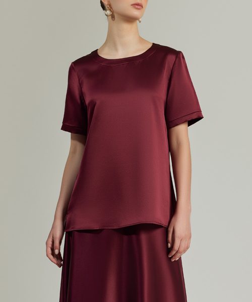 Burgundy Silk T-Shirt