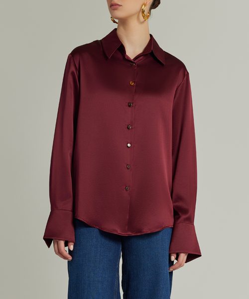 Burgundy Silk Oversized Shirt