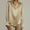 Olive Silk Oversized Shirt