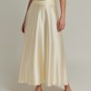 Cream Silk Long Skirt