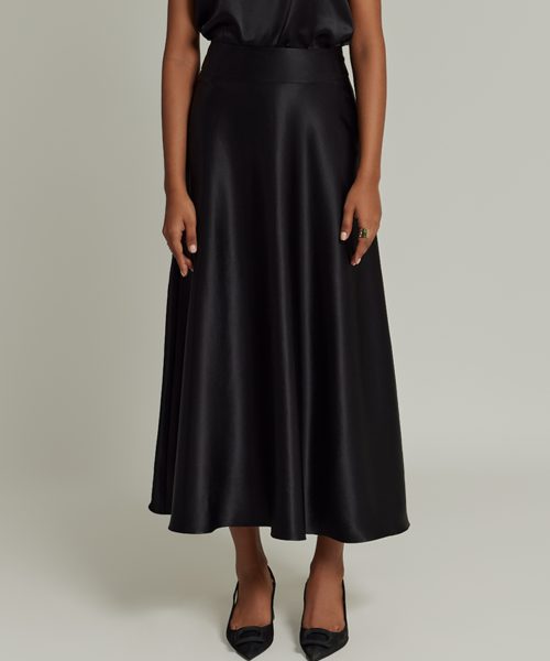 Black Silk Long Skirt