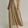 Olive Silk Long Skirt