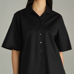 Black Egyptian Cotton Bowling Shirt