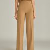 Camel Stretch Suiting Wide-Leg Trousers