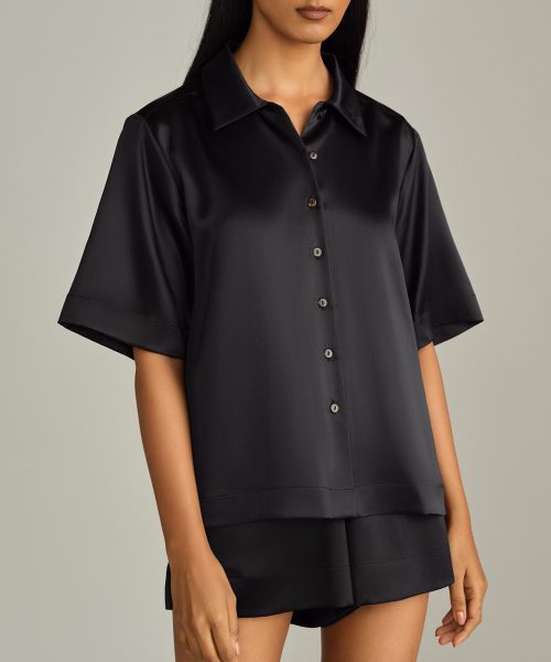 Black Silk Bowling Shirt
