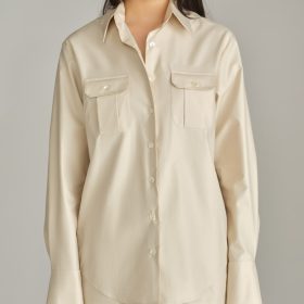 Fawn Egyptian Cotton Oversized Long-Sleeved Shirt