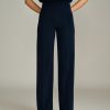 Chocolate Brown Stretch Suiting Wide-Leg Trousers