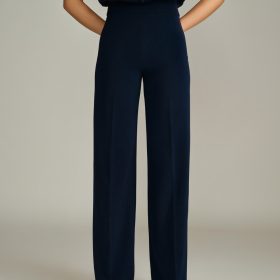 Chocolate Brown Stretch Suiting Wide-Leg Trousers