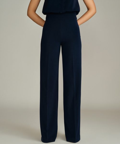 Chocolate Brown Stretch Suiting Wide-Leg Trousers