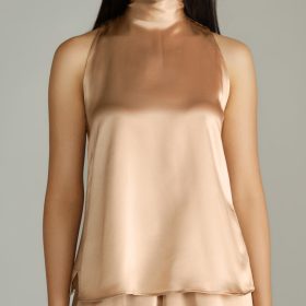 Champagne Silk Tie-Neck Top