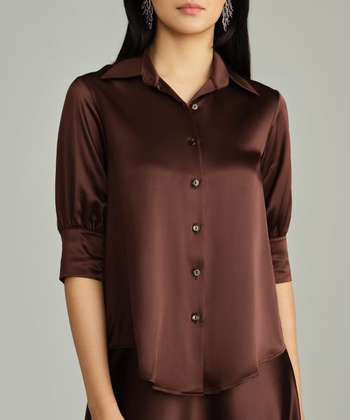 Espresso Silk Short-Sleeved Shirt
