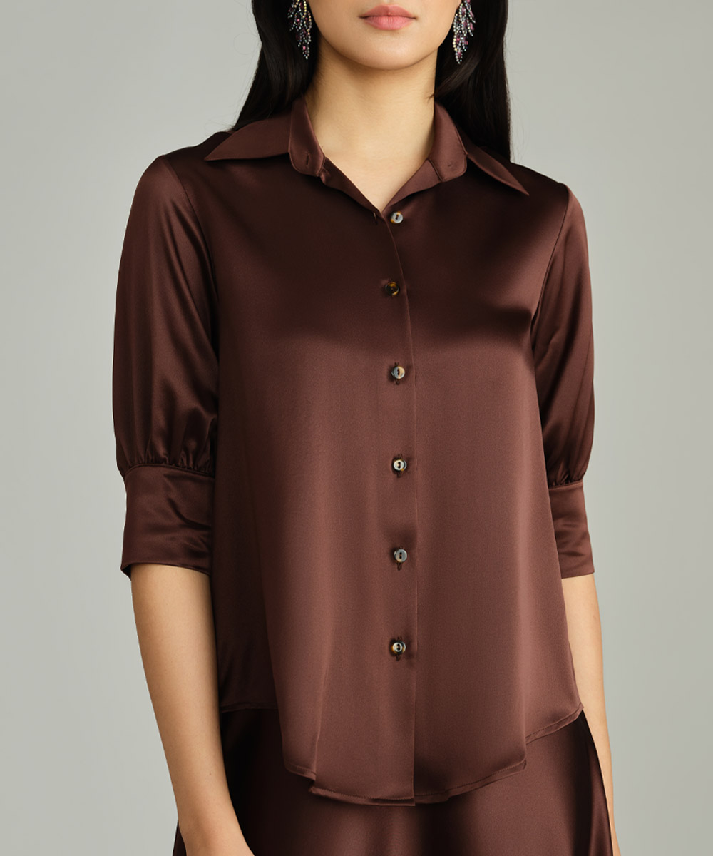 Espresso Silk Short-Sleeved Shirt