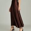 Espresso Silk Long Skirt