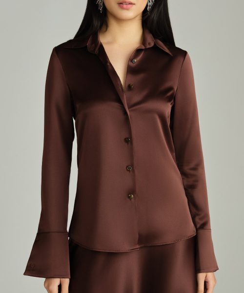Espresso Silk Long-Sleeved Shirt