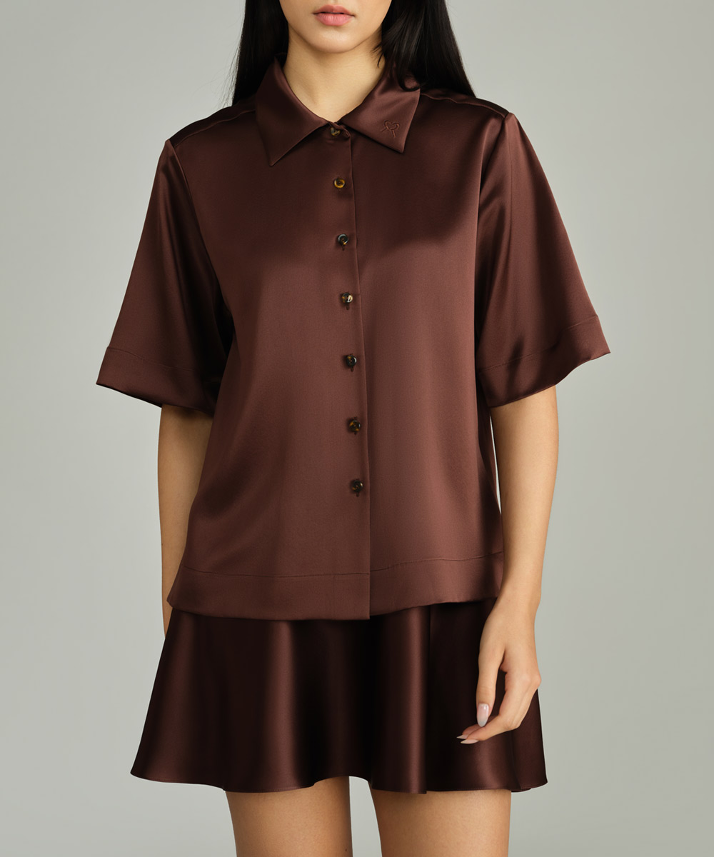 Espresso Silk Bowling Shirt