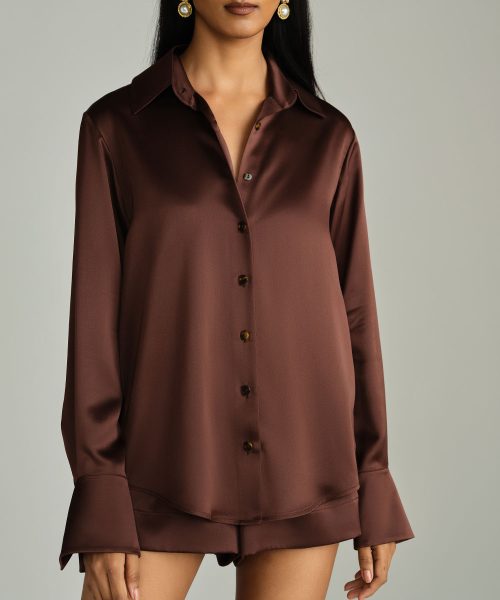 Espresso Silk Oversized Shirt