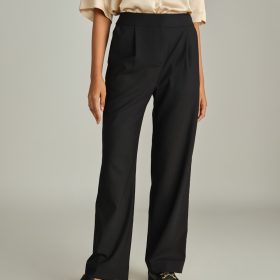 Black Suiting Pleated Trousers