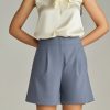 Blue Suiting Pleated Shorts