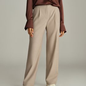 Tobacco Suiting Pleated Trousers