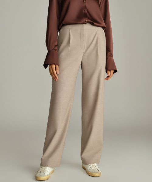 Tobacco Suiting Pleated Trousers
