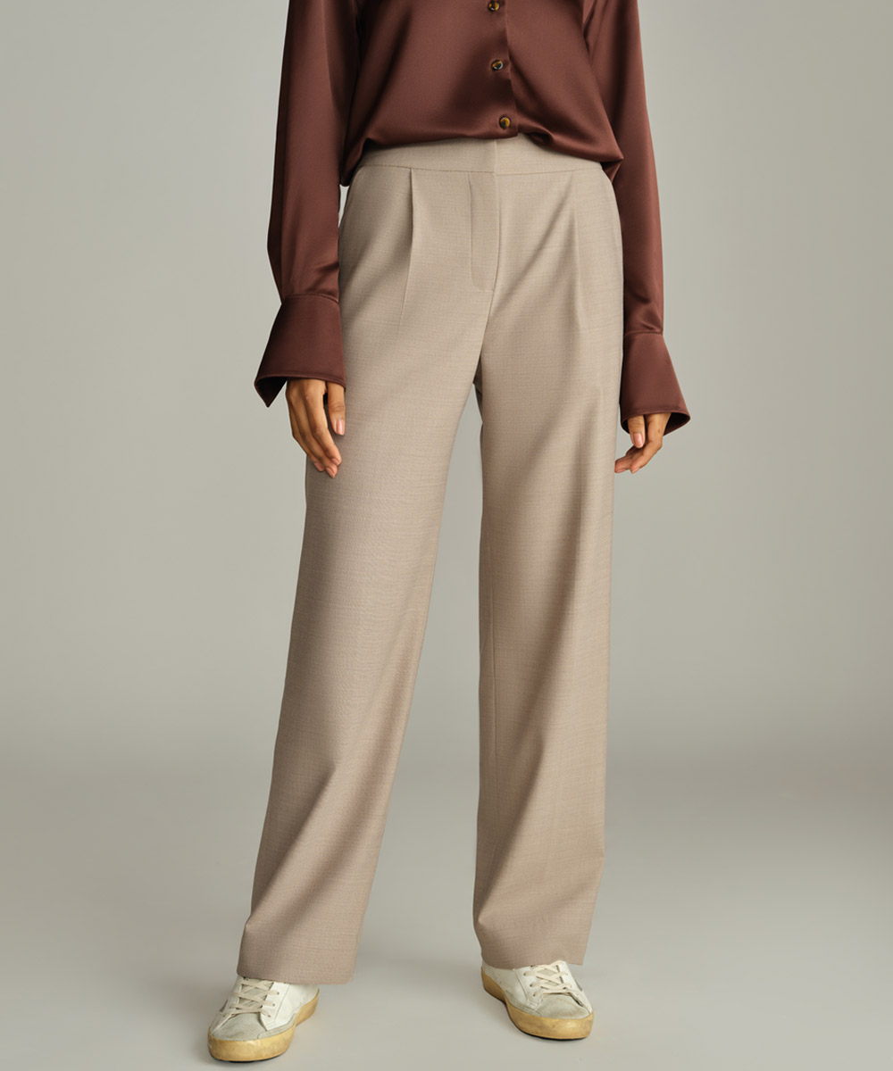 Tobacco Suiting Pleated Trousers