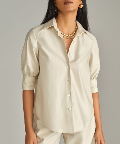 Fawn Egyptian Cotton Short-Sleeved Shirt