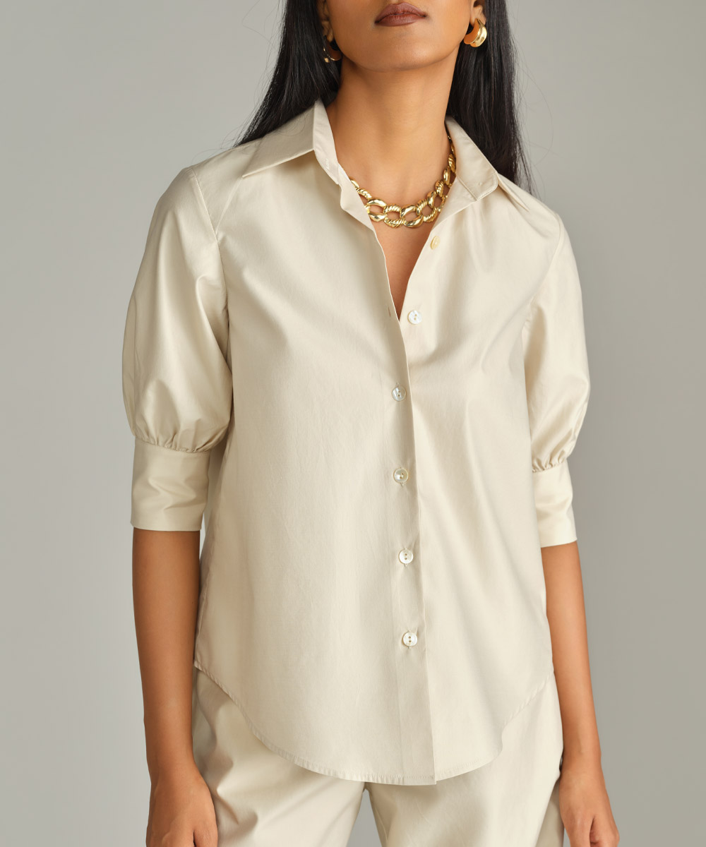 Fawn Egyptian Cotton Short-Sleeved Shirt