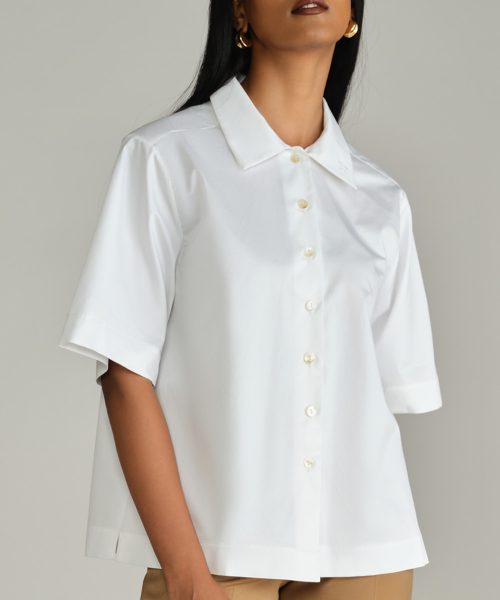 White Egyptian Cotton Bowling Shirt