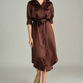 Espresso Silk Shirt Dress