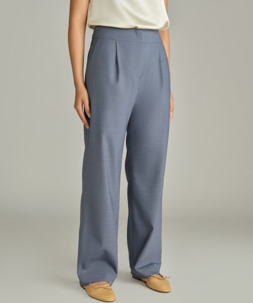 Blue Suiting Pleated Trousers