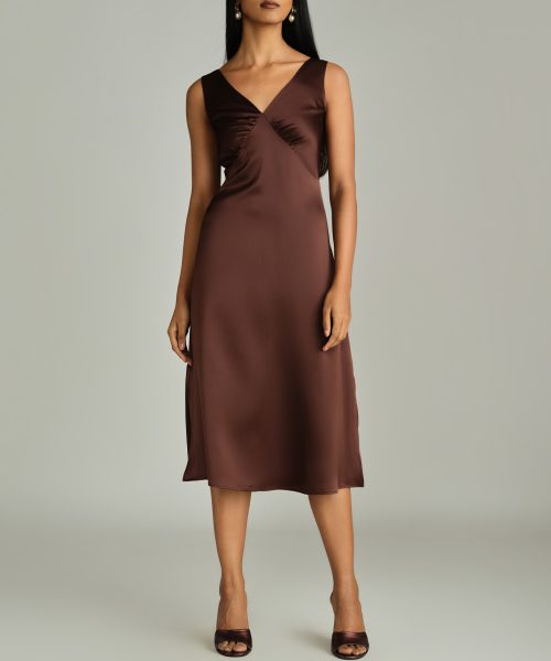Espresso Silk Slip Dress