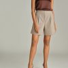 Tobacco Suiting Pleated Shorts