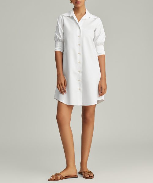 White Egyptian Cotton Short Shirt Dress