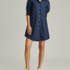 Navy Blue Egyptian Cotton Short Shirt Dress